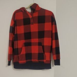 Old Navy Red and Black Plaid Hoodie